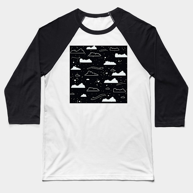 Black and white clouds Baseball T-Shirt by Keniixx